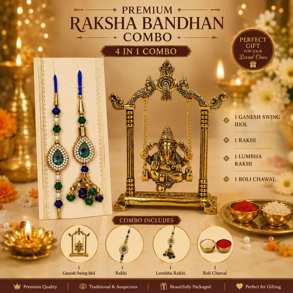 Chhariya_Crafts_Bhaiya_Bhabhi_Bhaiya_Bhabhi_Rakhi_Combo_Gift_Set_Assorted,_Gold,_Gold_Finish,_Jute,_Kundan,_Mauli_Thread,_Pearl,_Yarn_Rakhi,_Chawal_Roli_Pack,_Showpiece__Set_(1_Ganesh_Ji_Jhula,_1_Chawal_Roli_Pack,_1_Designer_Lumba,_1_Designer_Rakhi)