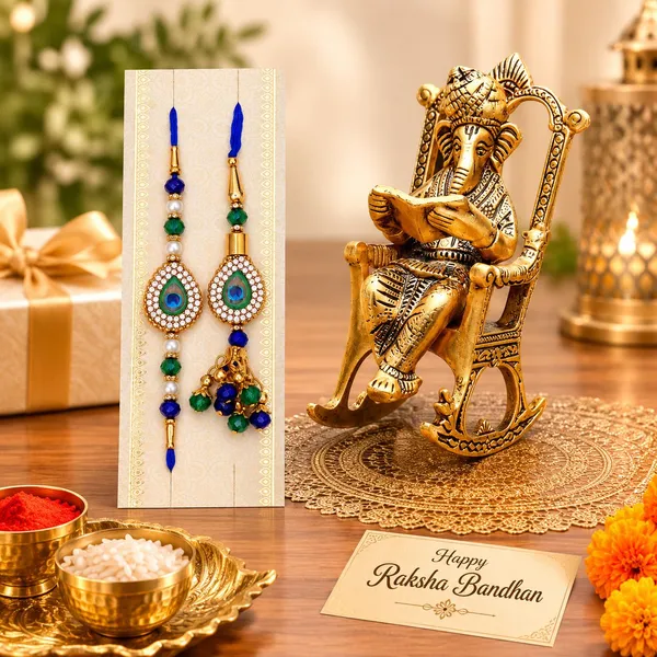 Chhariya_Crafts_Bhaiya_Bhabhi_Bhaiya_Bhabhi_Rakhi_Combo_Gift_Set_Assorted,_Gold,_Gold_Finish,_Jute,_Kundan,_Mauli_Thread,_Pearl,_Yarn_Rakhi,_Chawal_Roli_Pack,_Showpiece__Set_(1_Ganesh_On_Chair_Idol,_1_Chawal_Roli_Pack,_1_Designer_Lumba,_1_Designer_Rakhi)
