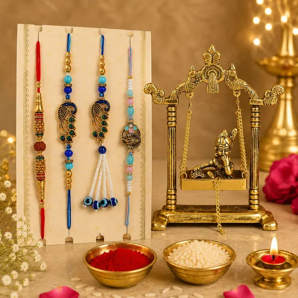 Chhariya_Crafts_Bhaiya_Bhabhi_Bhaiya_Bhabhi_Rakhi_Combo_Gift_Set_Assorted,_Gold,_Gold_Finish,_Jute,_Kundan,_Mauli_Thread,_Pearl,_Yarn_Rakhi,_Chawal_Roli_Pack,_Showpiece,_Lumba__Set_(1_Krishna_Jhula,_1_Chawal_Roli_Pack,_1_Designer_Lumba,_1_Designer_Rakhi)