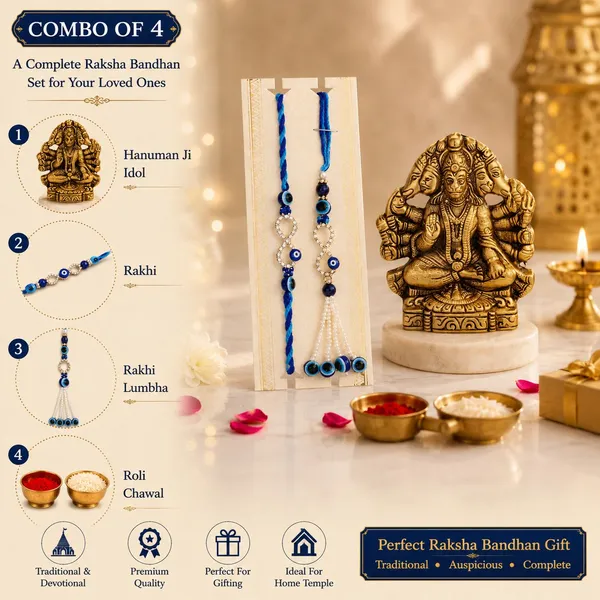 Chhariya_Crafts_Bhaiya_Bhabhi_Bhaiya_Bhabhi_Rakhi_Combo_Gift_Set_Assorted,_Gold,_Gold_Finish,_Jute,_Kundan,_Mauli_Thread,_Pearl,_Yarn_Rakhi,_Chawal_Roli_Pack,_Showpiece__Set_(1_Hanuman_Ji_Murti,_1_Chawal_Roli_Pack,_1_Designer_Lumba,_1_Designer_Rakhi)