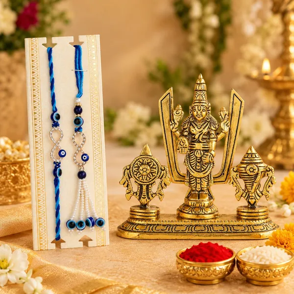 Chhariya_Crafts_Bhaiya_Bhabhi_Bhaiya_Bhabhi_Rakhi_Combo_Gift_Set_Assorted,_Gold,_Gold_Finish,_Jute,_Kundan,_Mauli_Thread,_Pearl,_Yarn_Rakhi,_Chawal_Roli_Pack,_Showpiece__Set_(1_Tirupati_Balaji,_1_Chawal_Roli_Pack,_1_Designer_Lumba,_1_Designer_Rakhi)