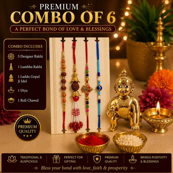 Chhariya_Crafts_Bhaiya_Bhabhi_Rakhi_Combo_Set_1_Laddu_Gopal_Ji,_1_Chawal_Roli_Pack,_1_Designer_Lumba,_3_Rakhi_Assorted,_Gold,_Gold_Finish,_Jute,_Kundan,_Mauli_Thread,_Pearl,_Yarn_Rakhi,_Chawal_Roli_Pack,_Showpiece__Set_(1_Laddu_Gopal_Ji,_1_Chawal_Roli_Pack,_1_Designer_Lumba,_3_Rakhi)