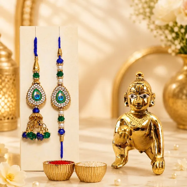 Chhariya_Crafts_Bhaiya_Bhabhi_Bhaiya_Bhabhi_Rakhi_Combo_Gift_Set_Assorted,_Gold,_Gold_Finish,_Jute,_Kundan,_Mauli_Thread,_Pearl,_Yarn_Rakhi,_Chawal_Roli_Pack,_Showpiece__Set_(1_Laddu_Gopal_Murti,_1_Chawal_Roli_Pack,_1_Designer_Lumba,_1_Designer_Rakhi)