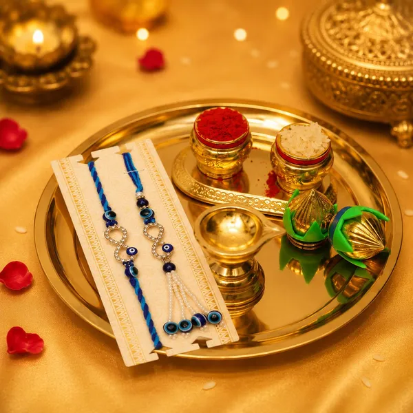 Chhariya_Crafts_Bhaiya_Bhabhi_Rakhi_Combo_Set_1_Pooja_Thali,_1_Chawal_Roli_Pack,_1_Designer_Lumba,_1_Rakhi_Assorted,_Gold,_Gold_Finish,_Jute,_Kundan,_Mauli_Thread,_Pearl,_Yarn_Thali,_Rakhi,_Showpiece,_Chawal_Roli_Pack__Set_(1_Thali,_1_Kumkum_box,_1_Diya,_1_Chawal_Roli_Pack,_1_Designer_Lumba,_1_Rakhi)