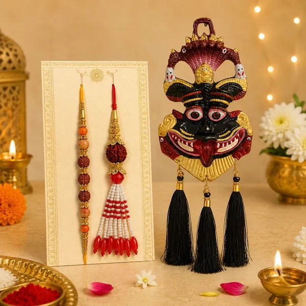 Chhariya_Crafts_Bhaiya_Bhabhi_Bhaiya_Bhabhi_Rakhi_Combo_Gift_Set_Assorted,_Gold,_Gold_Finish,_Jute,_Kundan,_Mauli_Thread,_Pearl,_Yarn_Rakhi,_Chawal_Roli_Pack,_Showpiece,_Lumba__Set_(1_Najar_Battu_Wall,_1_Chawal_Roli_Pack,_1_Designer_Lumba,_1_Designer_Rakhi)