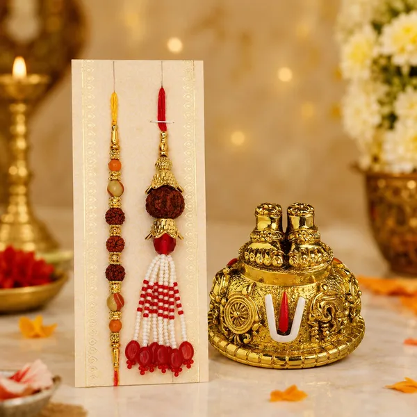 Chhariya_Crafts_Bhaiya_Bhabhi_Bhaiya_Bhabhi_Rakhi_Combo_Gift_Set_Assorted,_Gold,_Gold_Finish,_Jute,_Kundan,_Mauli_Thread,_Pearl,_Yarn_Rakhi,_Chawal_Roli_Pack,_Showpiece__Set_(1_Charan,_1_Chawal_Roli_Pack,_1_Designer_Lumba,_1_Designer_Rakhi)
