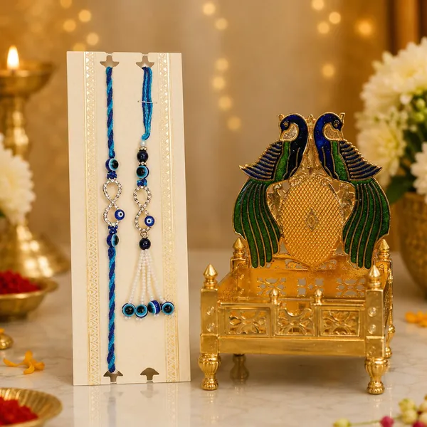 Chhariya_Crafts_Bhaiya_Bhabhi_Bhaiya_Bhabhi_Rakhi_Combo_Gift_Set_Assorted,_Gold,_Gold_Finish,_Jute,_Kundan,_Mauli_Thread,_Pearl,_Yarn_Rakhi,_Chawal_Roli_Pack,_Showpiece__Set_(1_Singhasan_Palana,_1_Chawal_Roli_Pack,_1_Designer_Lumba,_1_Designer_Rakhi)