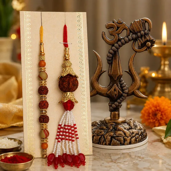 Chhariya_Crafts_Bhaiya_Bhabhi_Bhaiya_Bhabhi_Rakhi_Combo_Gift_Set_Assorted,_Gold,_Gold_Finish,_Jute,_Kundan,_Mauli_Thread,_Pearl,_Yarn_Rakhi,_Chawal_Roli_Pack,_Showpiece,_Lumba__Set_(1_Trisul_Showpiece,_1_Chawal_Roli_Pack,_1_Designer_Lumba,_1_Designer_Rakhi)