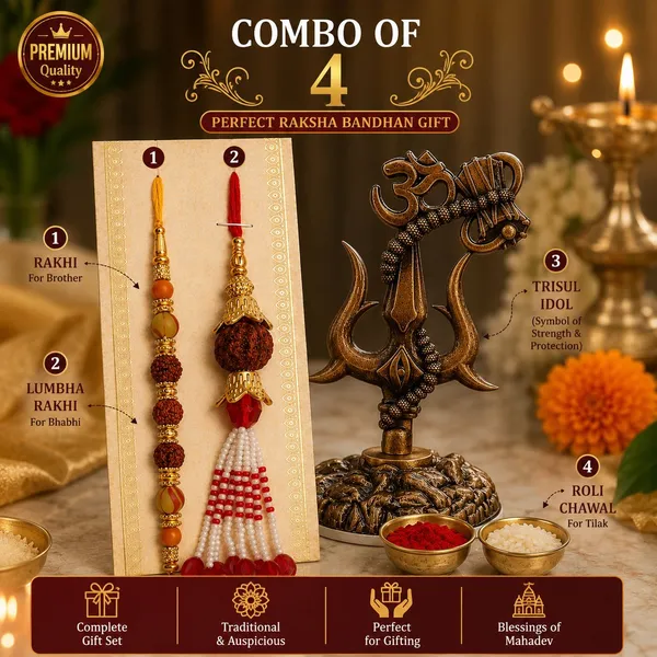 Chhariya_Crafts_Bhaiya_Bhabhi_Bhaiya_Bhabhi_Rakhi_Combo_Gift_Set_Assorted,_Gold,_Gold_Finish,_Jute,_Kundan,_Mauli_Thread,_Pearl,_Yarn_Rakhi,_Chawal_Roli_Pack,_Showpiece,_Lumba__Set_(1_Trisul_Showpiece,_1_Chawal_Roli_Pack,_1_Designer_Lumba,_1_Designer_Rakhi)