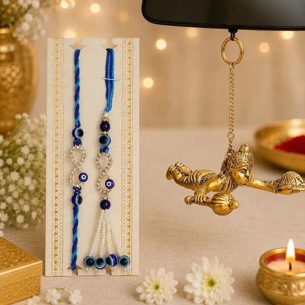 Chhariya_Crafts_Bhaiya_Bhabhi_Bhaiya_Bhabhi_Rakhi_Combo_Gift_Set_Assorted,_Gold,_Gold_Finish,_Jute,_Kundan,_Mauli_Thread,_Pearl,_Yarn_Rakhi,_Chawal_Roli_Pack,_Showpiece__Set_(1_Flying_Hanuman_Ji,_1_Chawal_Roli_Pack,_1_Designer_Lumba,_1_Designer_Rakhi)