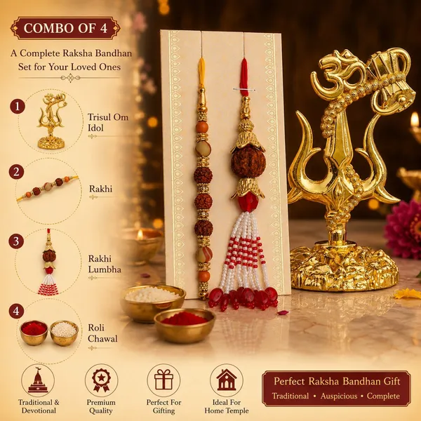 Chhariya_Crafts_Bhaiya_Bhabhi_Bhaiya_Bhabhi_Rakhi_Combo_Gift_Set_Assorted,_Gold,_Gold_Finish,_Jute,_Kundan,_Mauli_Thread,_Pearl,_Yarn_Rakhi,_Chawal_Roli_Pack,_Showpiece__Set_(1_Trisul_Om_Idol,_1_Chawal_Roli_Pack,_1_Designer_Lumba,_1_Designer_Rakhi)