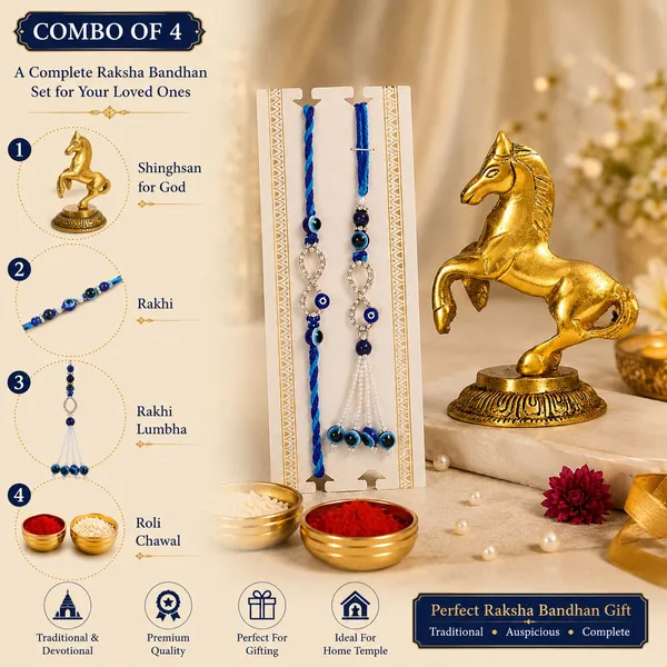Chhariya_Crafts_Bhaiya_Bhabhi_Bhaiya_Bhabhi_Rakhi_Combo_Gift_Set_Assorted,_Gold,_Gold_Finish,_Jute,_Kundan,_Mauli_Thread,_Pearl,_Yarn_Rakhi,_Chawal_Roli_Pack,_Showpiece,_Lumba__Set_(1_Vatu_Horse_Statue,_1_Chawal_Roli_Pack,_1_Designer_Lumba,_1_Designer_Rakhi)