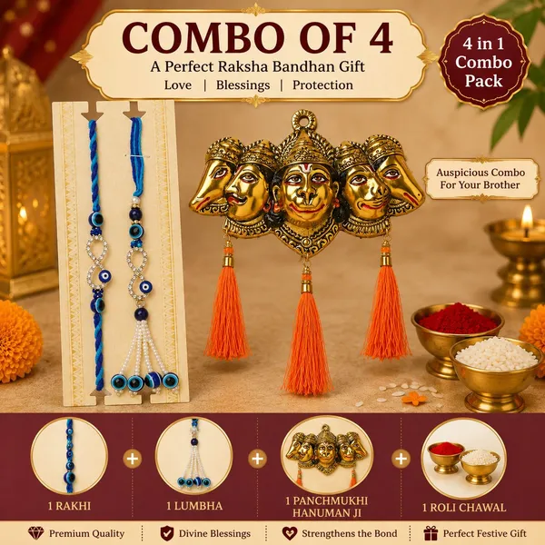 Chhariya_Crafts_Bhaiya_Bhabhi_Bhaiya_Bhabhi_Rakhi_Combo_Gift_Set_Assorted,_Gold,_Gold_Finish,_Jute,_Kundan,_Mauli_Thread,_Pearl,_Yarn_Rakhi,_Chawal_Roli_Pack,_Showpiece__Set_(1_Hanuman_Ji_Wall_Decor,_1_Chawal_Roli_Pack,_1_Designer_Lumba,_1_Designer_Rakhi)