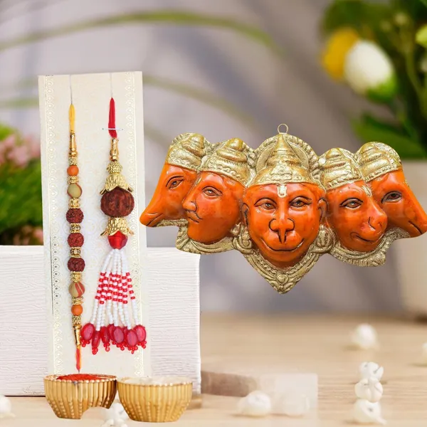 Chhariya_Crafts_Bhaiya_Bhabhi_Bhaiya_Bhabhi_Rakhi_Combo_Gift_Set_Assorted,_Gold,_Gold_Finish,_Jute,_Kundan,_Mauli_Thread,_Pearl,_Yarn_Rakhi,_Chawal_Roli_Pack,_Showpiece__Set_(1_Panchmukhi_Idol,_1_Chawal_Roli_Pack,_1_Designer_Lumba,_1_Designer_Rakhi)