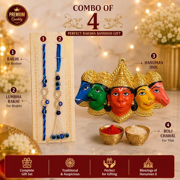Chhariya_Crafts_Bhaiya_Bhabhi_Bhaiya_Bhabhi_Rakhi_Combo_Gift_Set_Assorted,_Gold,_Gold_Finish,_Jute,_Kundan,_Mauli_Thread,_Pearl,_Yarn_Rakhi,_Chawal_Roli_Pack,_Showpiece__Set_(1_Hanuman_Ji_Murti_,_1_Chawal_Roli_Pack,_1_Designer_Lumba,_1_Designer_Rakhi)