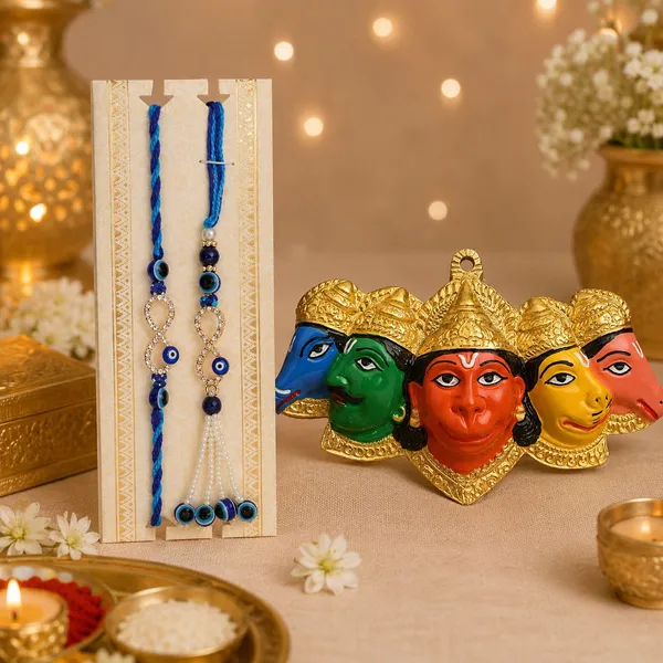 Chhariya_Crafts_Bhaiya_Bhabhi_Bhaiya_Bhabhi_Rakhi_Combo_Gift_Set_Assorted,_Gold,_Gold_Finish,_Jute,_Kundan,_Mauli_Thread,_Pearl,_Yarn_Rakhi,_Chawal_Roli_Pack,_Showpiece__Set_(1_Hanuman_Ji_Murti_,_1_Chawal_Roli_Pack,_1_Designer_Lumba,_1_Designer_Rakhi)
