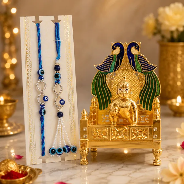 Chhariya_Crafts_Bhaiya_Bhabhi_Bhaiya_Bhabhi_Rakhi_Combo_Gift_Set_Assorted,_Gold,_Gold_Finish,_Jute,_Kundan,_Mauli_Thread,_Pearl,_Yarn_Rakhi,_Chawal_Roli_Pack,_Showpiece__Set_(1_Krishna_On_Singhasan,_1_Chawal_Roli_Pack,_1_Designer_Lumba,_1_Designer_Rakhi)