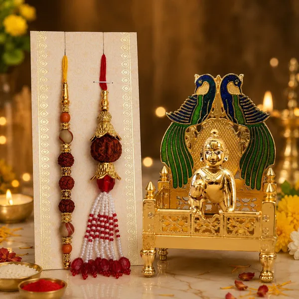 Chhariya_Crafts_Bhaiya_Bhabhi_Bhaiya_Bhabhi_Rakhi_Combo_Gift_Set_Assorted,_Gold,_Gold_Finish,_Jute,_Kundan,_Mauli_Thread,_Pearl,_Yarn_Rakhi,_Chawal_Roli_Pack,_Showpiece,_Lumba__Set_(1_Krishna_With_Singhasan,_1_Chawal_Roli_Pack,_1_Designer_Lumba,_1_Designer_Rakhi)