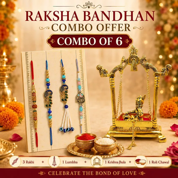 Chhariya_Crafts_Bhaiya_Bhabhi_Bhaiya_Bhabhi_Rakhi_Combo_Gift_Set_Assorted,_Gold_Finish,_Jute,_Pearl,_Plastic_(PVC),_Zardosi_Rakhi,_Showpiece,_Lumba,_Chawal_Roli_Pack__Set_(1_Metal_Laduugopal_Showpieces,_1_Chawal_Roli_Pack,_1_Designer_Lumba,_3_Designer_Rakhi)