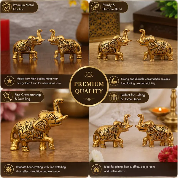 Chhariya_Crafts_Bhaiya_Bhabhi_Bhaiya_Bhabhi_Rakhi_Combo_Gift_Set_Assorted,_Gold_Finish,_Jute,_Pearl,_Plastic_(PVC),_Zardosi_Rakhi,_Showpiece,_Lumba,_Chawal_Roli_Pack__Set_(2_Metal_Elephant_Showpieces,_1_Chawal_Roli_Pack,_1_Designer_Lumba,_3_Designer_Rakhi)
