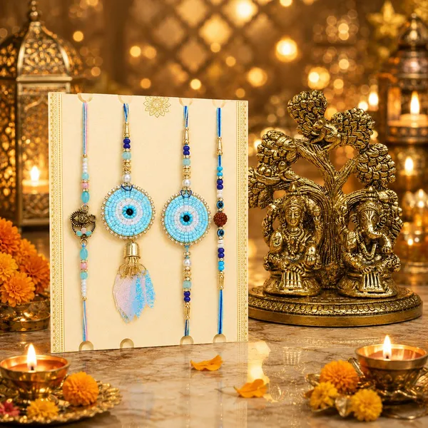 Chhariya_Crafts_Bhaiya_Bhabhi_Bhaiya_Bhabhi_Rakhi_Combo_Gift_Set_Assorted,_Gold_Finish,_Jute,_Pearl,_Plastic_(PVC),_Zardosi_Rakhi,_Showpiece,_Lumba,_Chawal_Roli_Pack__Set_(1_Metal_Laxmi_Ganesh_Showpiece,_1_Chawal_Roli_Pack,_1_Designer_Lumba,_3_Designer_Rakhi)