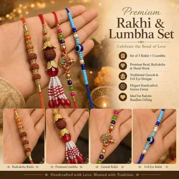Chhariya_Crafts_Designer_Bhaiya_Bhabhi_Rakhi_Combo_Gift_Set_Assorted,_Gold_Finish,_Jute,_Pearl,_Plastic_(PVC),_Zardosi_Rakhi,_Showpiece,_Lumba,_Chawal_Roli_Pack__Set_(1_Metal_Shivparivar_Idol,_1_Chawal_Roli_Pack,_1_Designer_Lumba,_3_Designer_Rakhi)
