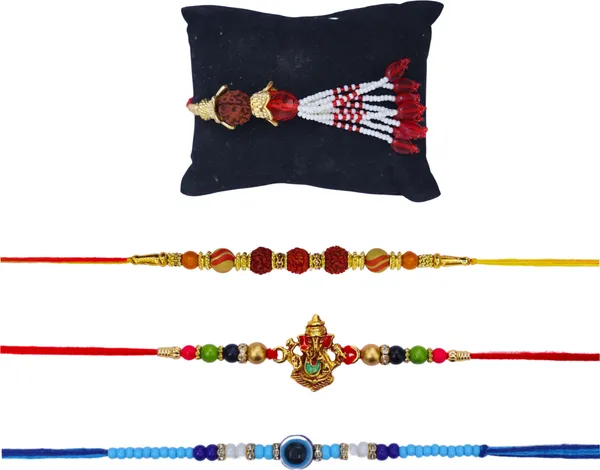 Chhariya_Crafts_Designer_Bhaiya_Bhabhi_Rakhi_Combo_Gift_Set_Assorted,_Gold_Finish,_Jute,_Pearl,_Plastic_(PVC),_Zardosi_Rakhi,_Showpiece,_Lumba,_Chawal_Roli_Pack__Set_(1_Metal_Ganesh_Idol,_1_Chawal_Roli_Pack,_1_Designer_Lumba,_3_Designer_Rakhi)
