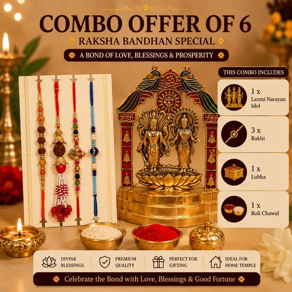Chhariya_Crafts_Bhaiya_Bhabhi_Bhaiya_Bhabhi_Rakhi_Combo_Gift_Set_Assorted,_Gold_Finish,_Jute,_Plastic_(PVC),_Zardosi_Rakhi,_Showpiece,_Lumba,_Chawal_Roli_Pack__Set_(1_Laxmi_Narayan_Idol,_1_Chawal_Roli_Pack,_1_Designer_Lumba,_3_Designer_Rakhi)