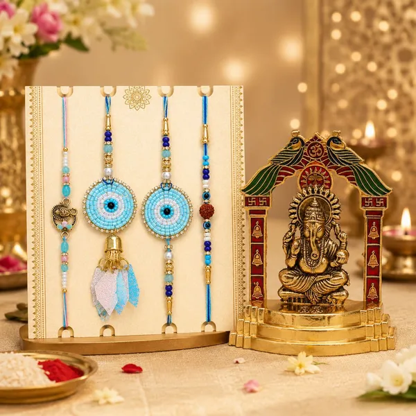 Chhariya_Crafts_Bhaiya_Bhabhi_Bhaiya_Bhabhi_Rakhi_Combo_Gift_Set_Assorted,_Gold_Finish,_Jute,_Pearl,_Plastic_(PVC),_Zardosi_Rakhi,_Showpiece,_Lumba,_Chawal_Roli_Pack__Set_(1_Ganesha_Murti,_1_Chawal_Roli_Pack,_1_Designer_Lumba,_3_Designer_Rakhi)
