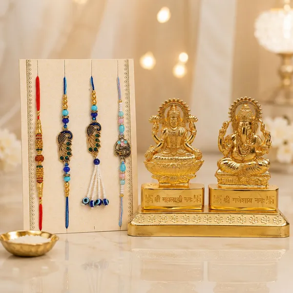 Chhariya_Crafts_Bhaiya_Bhabhi_Bhaiya_Bhabhi_Rakhi_Combo_Gift_Set_Assorted,_Gold_Finish,_Jute,_Pearl,_Plastic_(PVC),_Zardosi_Rakhi,_Showpiece,_Lumba,_Chawal_Roli_Pack__Set_(1_Laxmi_Ganesh_Showpieces,_1_Chawal_Roli_Pack,_1_Designer_Lumba,_3_Designer_Rakhi)