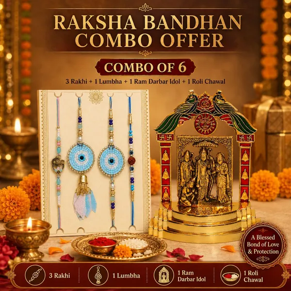 Chhariya_Crafts_Bhaiya_Bhabhi_Bhaiya_Bhabhi_Rakhi_Combo_Gift_Set_Assorted,_Gold_Finish,_Jute,_Pearl,_Plastic_(PVC),_Zardosi_Rakhi,_Showpiece,_Lumba,_Chawal_Roli_Pack__Set_(1_Metal_Ram_Darbar_Murti,_1_Chawal_Roli_Pack,_1_Designer_Lumba,_3_Designer_Rakhi)