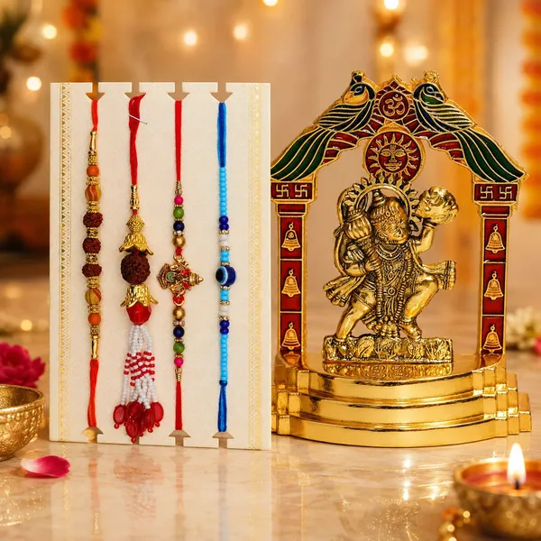 Chhariya_Crafts_Bhaiya_Bhabhi_Bhaiya_Bhabhi_Rakhi_Combo_Gift_Set_Assorted,_Gold_Finish,_Jute,_Pearl,_Plastic_(PVC),_Zardosi_Rakhi,_Showpiece,_Lumba,_Chawal_Roli_Pack__Set_(1_Metal_Hanuman_Ji_Idol,_1_Chawal_Roli_Pack,_1_Designer_Lumba,_3_Designer_Rakhi)