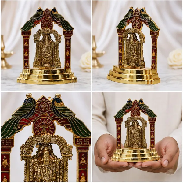 Chhariya_Crafts_Bhaiya_Bhabhi_Bhaiya_Bhabhi_Rakhi_Combo_Gift_Set_Assorted,_Gold_Finish,_Jute,_Pearl,_Plastic_(PVC),_Zardosi_Rakhi,_Showpiece,_Lumba,_Chawal_Roli_Pack__Set_(1_Metal_Venkateshwara_Idol,_1_Chawal_Roli_Pack,_1_Designer_Lumba,_3_Designer_Rakhi)