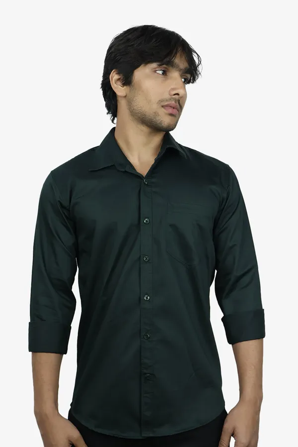 Dark_Green_Slim_Fit_Premium_Casual_Shirt_For_Men