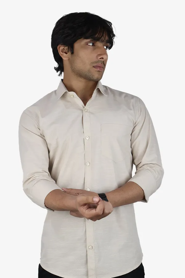 Cream_Slim_Fit_Premium_Casual_Shirt_For_Men
