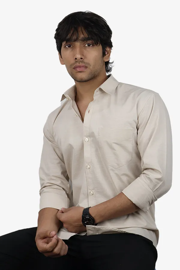 Cream_Slim_Fit_Premium_Casual_Shirt_For_Men