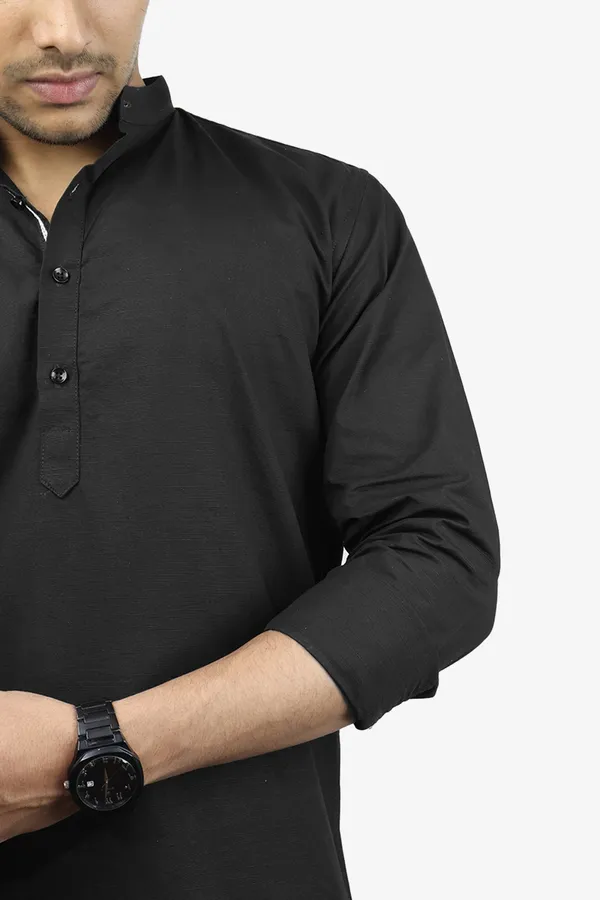 Black_Slim_Fit_Premium_Mandarin_Collar_Casual_Shirt_For_Men