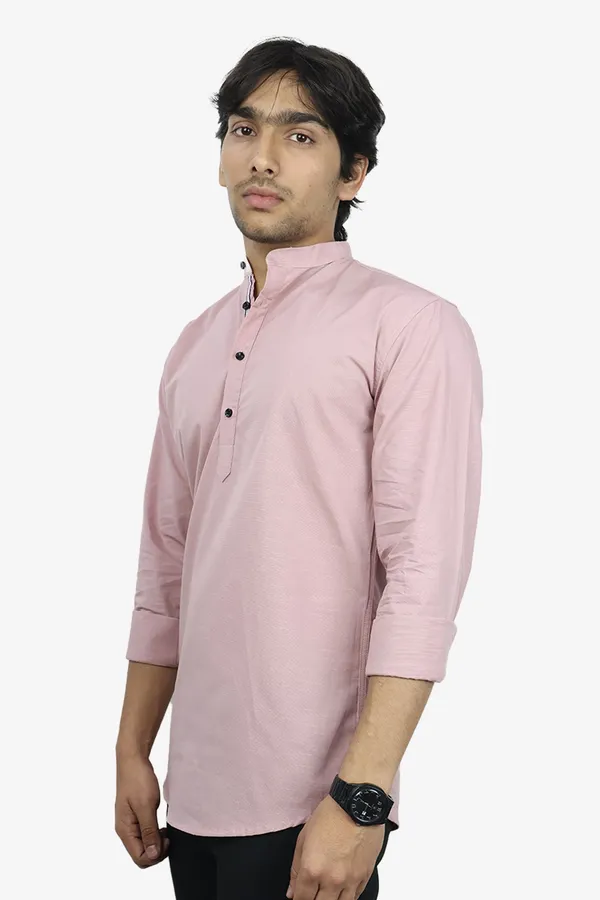 Peach_Slim_Fit_Premium_Mandarin_Collar_Casual_Shirt_For_Men
