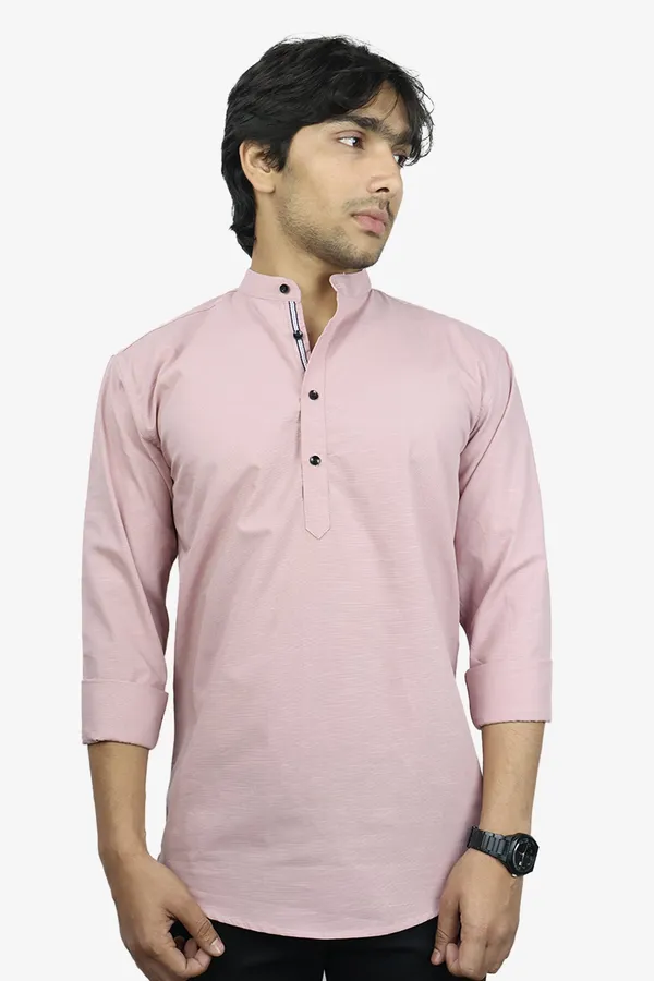 Peach_Slim_Fit_Premium_Mandarin_Collar_Casual_Shirt_For_Men