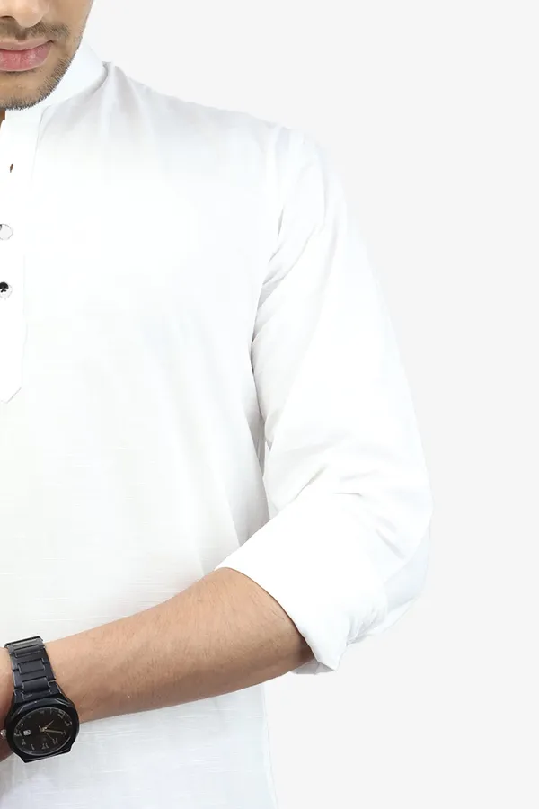 White_Slim_Fit_Premium_Mandarin_Collar_Casual_Shirt_For_Men