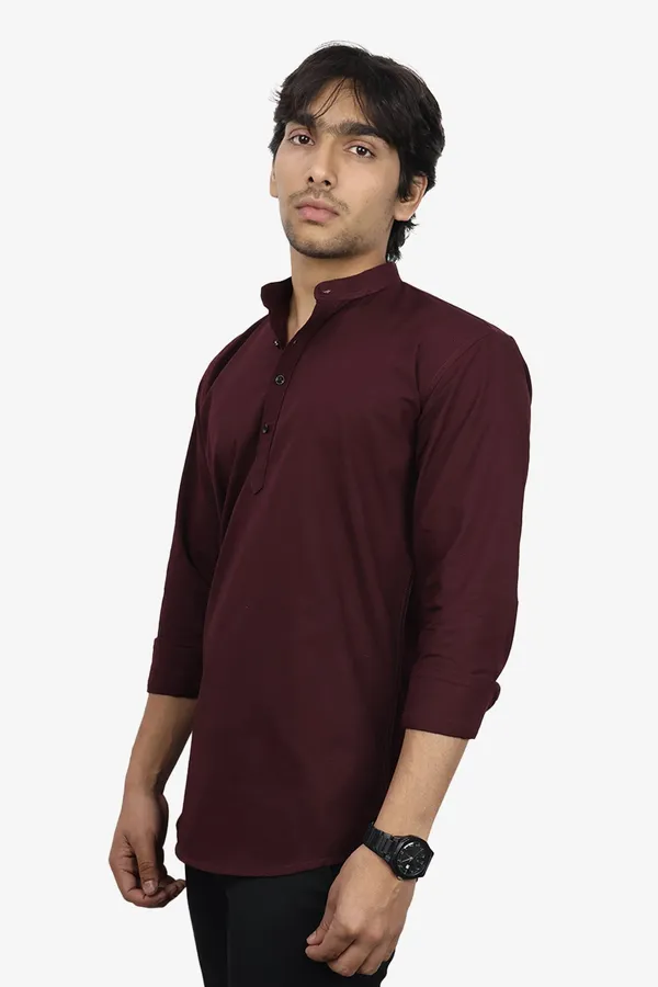 Maroon_Slim_Fit_Premium_Mandarin_Collar_Casual_Shirt_For_Men