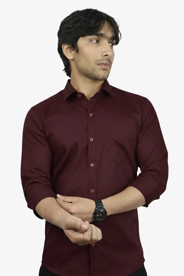 Wine_Slim_Fit_Premium_Casual_Shirt_For_Men