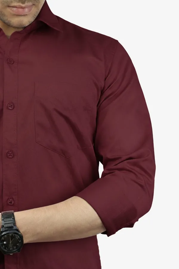 Wine_Slim_Fit_Premium_Casual_Shirt_For_Men