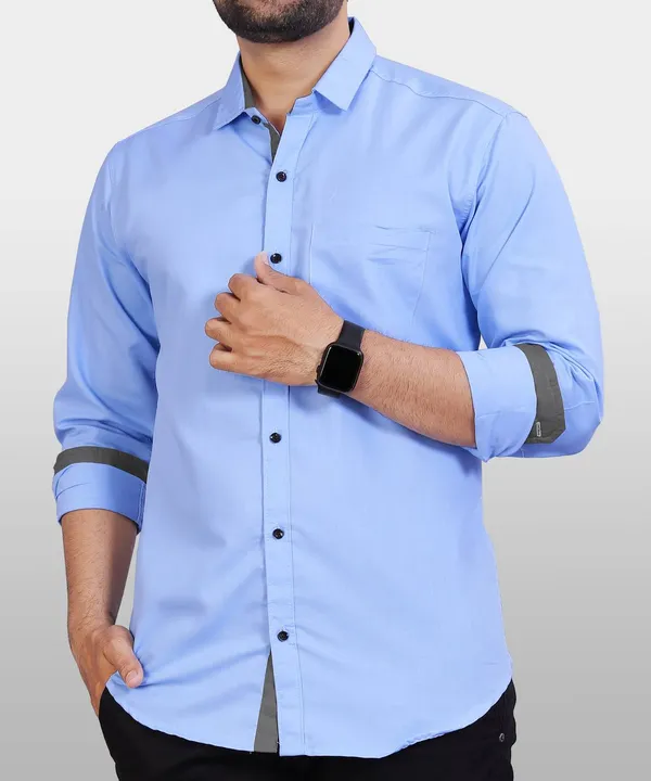 Light_Blue_Slim_Fit_Premium_Casual_Shirt_For_Men