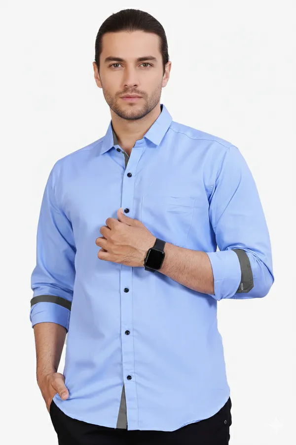 Light_Blue_Slim_Fit_Premium_Casual_Shirt_For_Men