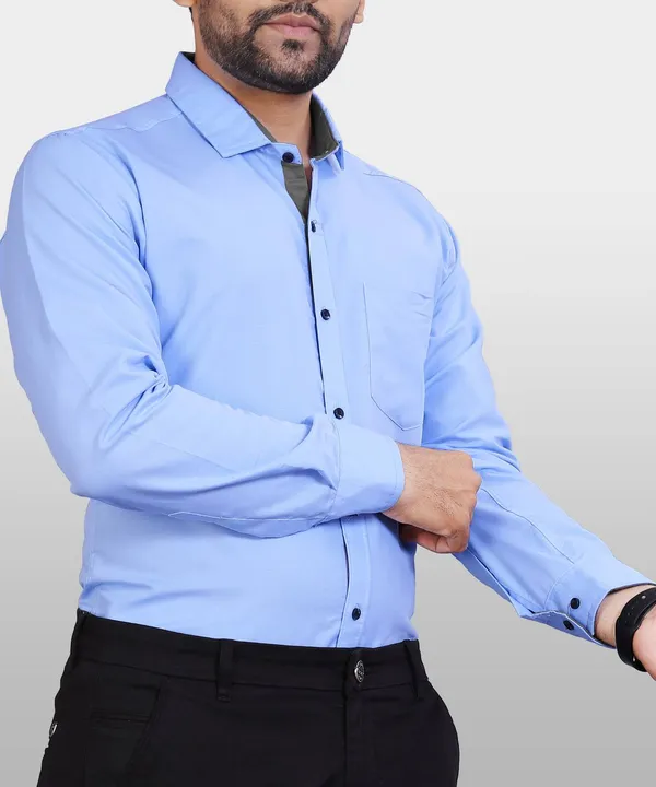 Light_Blue_Slim_Fit_Premium_Casual_Shirt_For_Men
