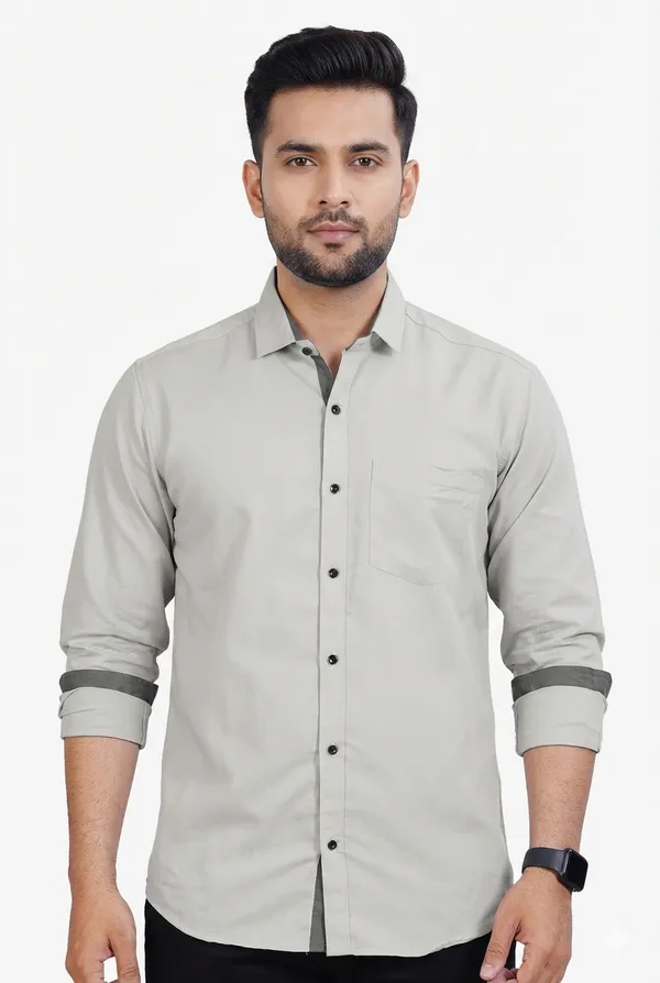 Light_Grey_Slim_Fit_Premium_Casual_Shirt_For_Men
