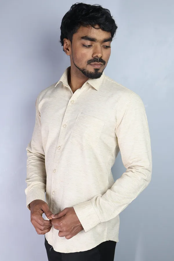 Cream_Slim_Fit_Premium_Casual_Shirt_For_Men