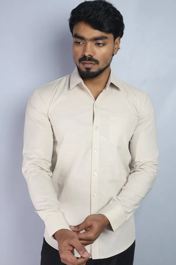 Cream_Slim_Fit_Premium_Casual_Shirt_For_Men