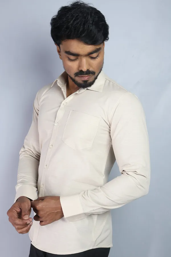 Cream_Slim_Fit_Premium_Casual_Shirt_For_Men